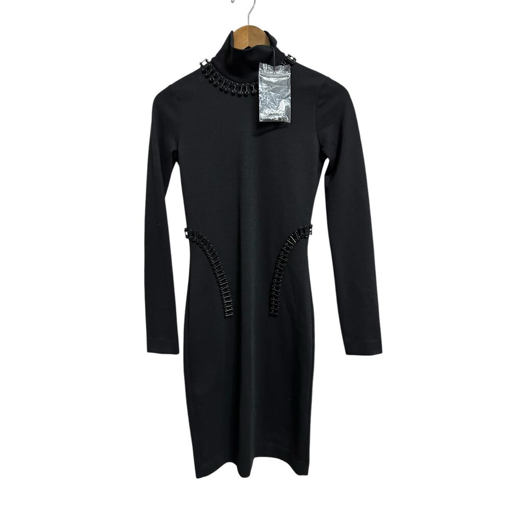 dsquared2 women's black long sleeve mini dress chained‎ size Small NEW